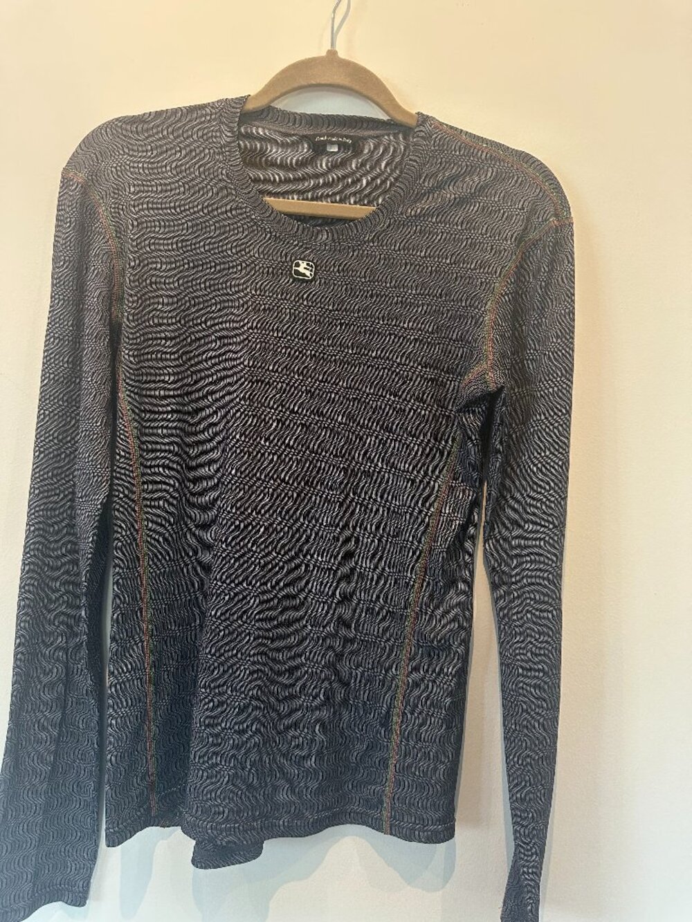 Giordana Cycling Long Sleeve Baselayer Black Wave Print Top